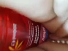 Using a bottle of Dulex lube to poke my wet, tight biscuit